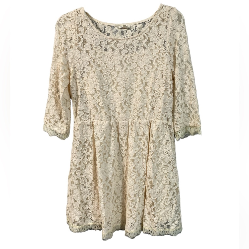 NWOT En Crème Cream Lace Above the Knee Dress Size Large